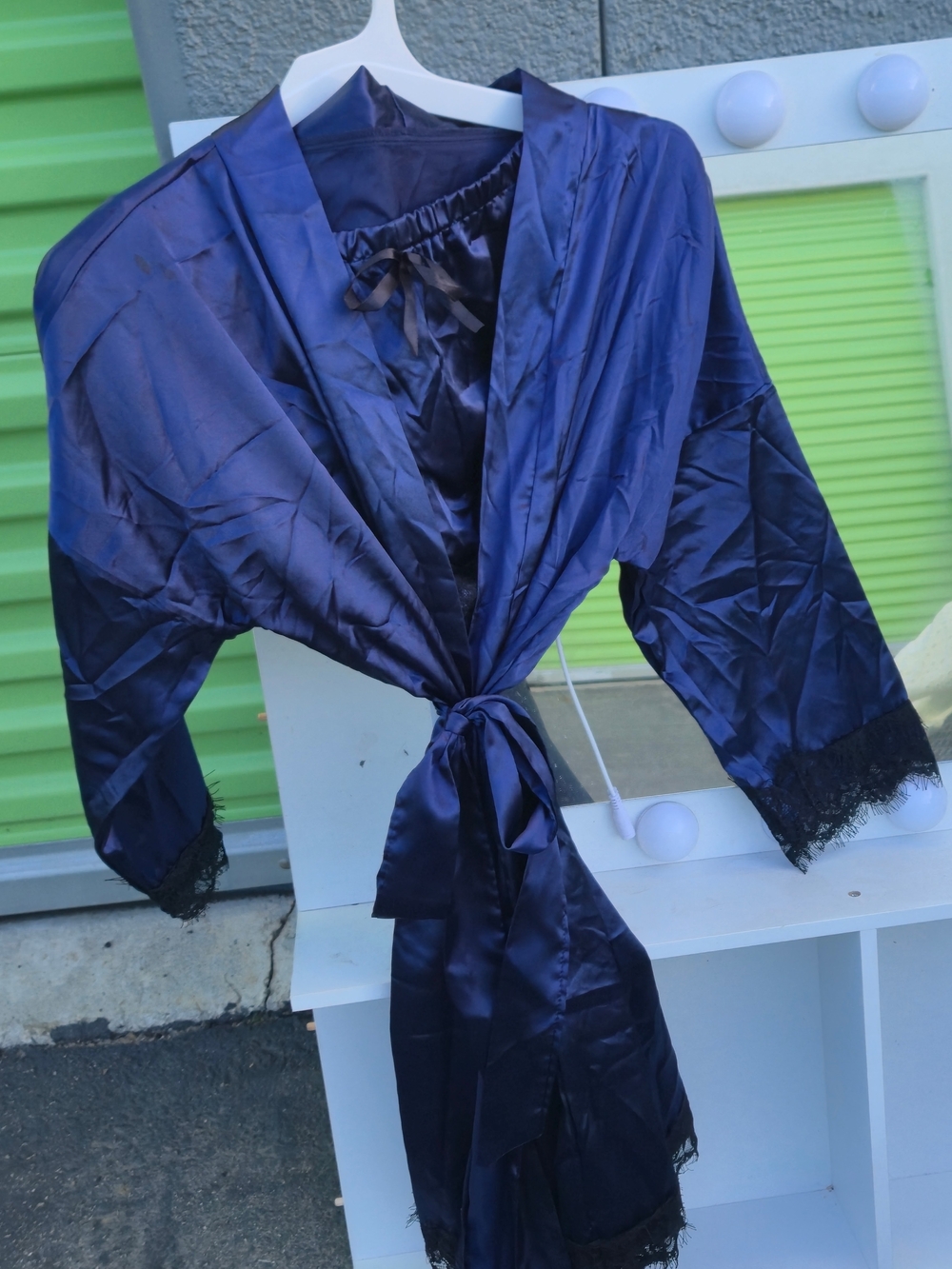 Blue Satin Robe Sleep Set